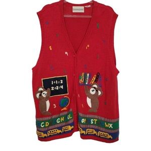 Vintage Teacher Sweater Vest Holiday School Education 90’s  Christmas
